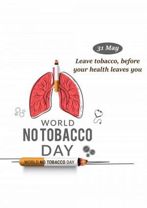 Illustration depicting lungs with a cigarette forming part of the structure, promoting World No Tobacco Day.