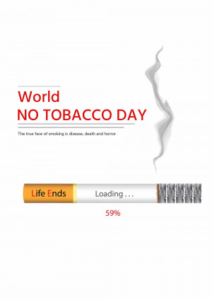 World No Tobacco Day poster with a cigarette loading bar