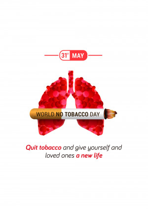 Illustration of lungs shaped like hearts with a cigarette, promoting World No Tobacco Day.