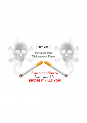 World No Tobacco Day poster with skulls and cigarettes