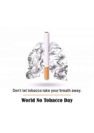 Image depicting lungs shaped like smoke with a cigarette, promoting World No Tobacco Day.
