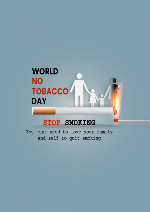 Illustration depicting a family being protected from a cigarette, promoting World No Tobacco Day.