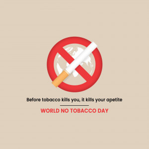 No smoking symbol with a cigarette and text promoting World No Tobacco Day.