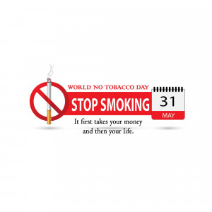 World No Tobacco Day poster with a cigarette in a prohibition sign
