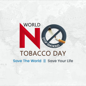 World No Tobacco Day poster with a cigarette crossed out and the text 'World No Tobacco Day'