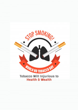 Illustration depicting cigarettes and lungs with the message 'Stop Smoking!' and 'World No Tobacco Day'.