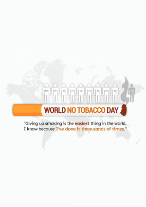 World No Tobacco Day poster with a world map and cigarette illustration