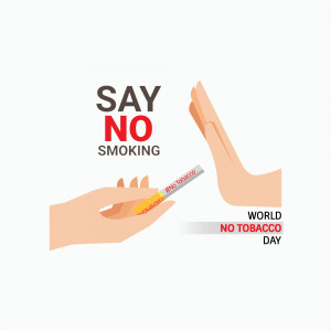 Illustration of a hand stopping another hand from holding a cigarette, promoting World No Tobacco Day.