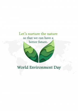 Paper cut leaf design with world map background for World Environment Day