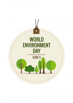 World Environment Day tag with trees and date