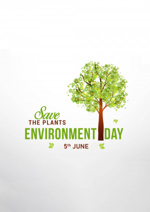 Illustration of a green tree with the text 'Save the Plants Environment Day 5th June'