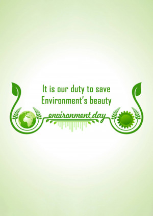 Environment Day graphic with a globe and green leaves