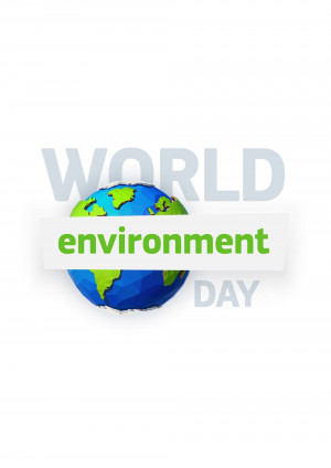 Illustration of a globe with the text 'World Environment Day'
