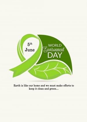 World Environment Day awareness ribbon with a leaf and text