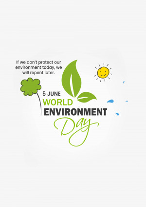 World Environment Day graphic with leaves, sun, and text.