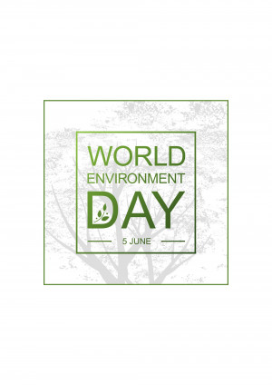 World Environment Day graphic with green text and a tree background
