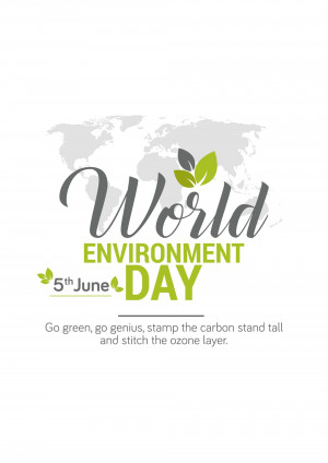 World Environment Day graphic with a world map and leaves