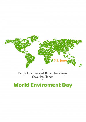 World map made of leaves with World Environment Day text