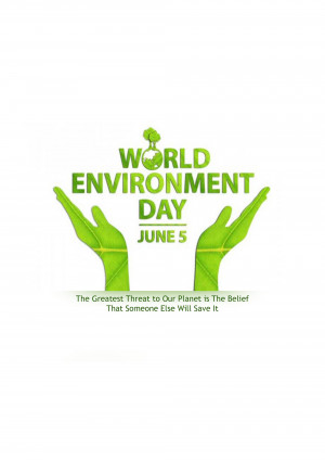 World Environment Day poster with hands cradling a globe