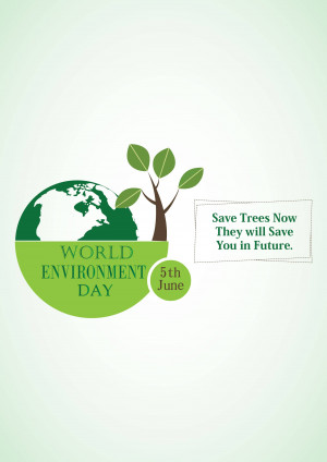 Illustration of the Earth with a tree and text promoting World Environment Day and tree conservation.