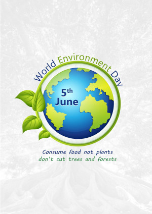 World Environment Day graphic with Earth and leaves