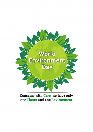 World Environment Day graphic with green leaves and a globe