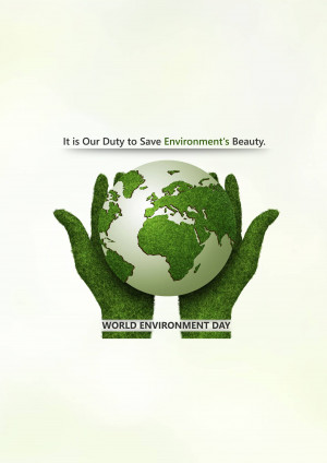 Hands cradling the Earth with green foliage, promoting environmental awareness.