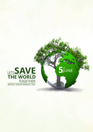 A graphic depicting a tree growing out of a globe, promoting World Environment Day.
