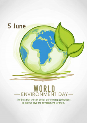 World Environment Day poster with a globe and leaves