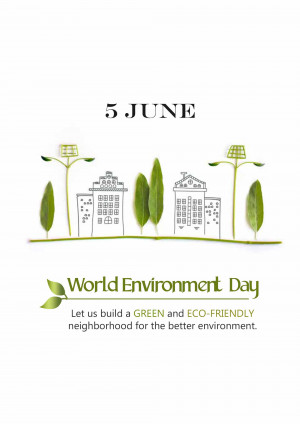 World Environment Day concept with green leaves forming a cityscape