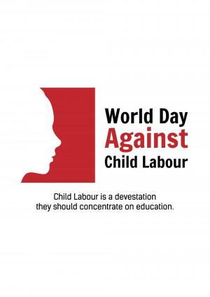 World Day Against Child Labour awareness poster with a silhouette of a child's face.
