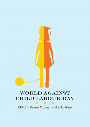 Illustration depicting a child divided into two halves, symbolizing the contrast between education and child labor.