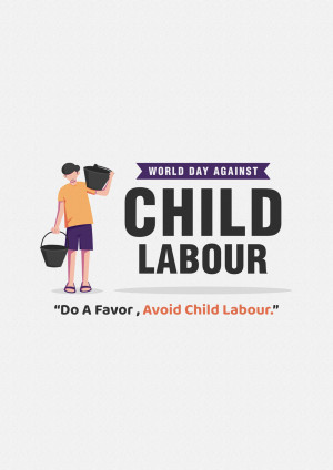 Illustration of a boy carrying buckets with text 'World Day Against Child Labour'