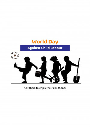 Silhouette illustration depicting children working and playing, promoting the World Day Against Child Labour.