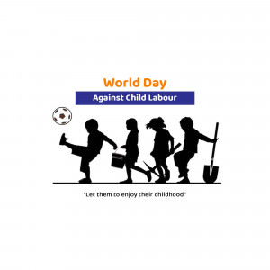 Silhouette of children engaged in various activities with the text 'World Day Against Child Labour'