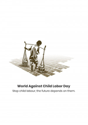 Illustration of a child carrying heavy baskets on a yoke, symbolizing child labor.