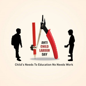 Illustration depicting tools breaking a pencil, symbolizing the fight against child labor and advocating for education.