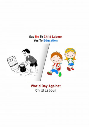 Illustration depicting the contrast between child labor and education.