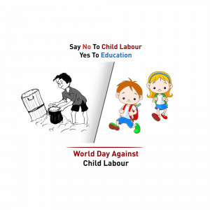 Illustration depicting the contrast between child labor and education.
