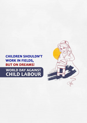 Illustration promoting the message that children should dream, not work, for World Day Against Child Labour.