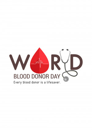 World Blood Donor Day graphic with blood drop and stethoscope