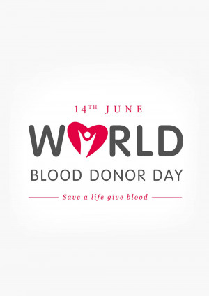World Blood Donor Day graphic with a heart and text