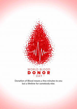 Image promoting World Blood Donor Day with a blood drop and heartbeat line.