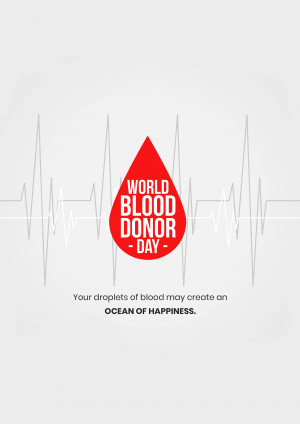 World Blood Donor Day poster with a red blood drop and heartbeat line