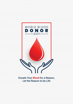 Illustration for World Blood Donor Day featuring hands cradling a blood drop.