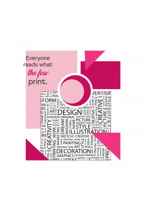 Abstract design with text and geometric shapes