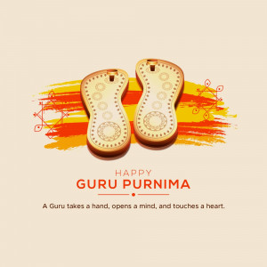 Guru Purnima greeting with Paduka (footwear) and festive design