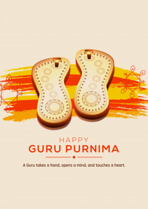 Guru Purnima greeting with Paduka and decorative elements