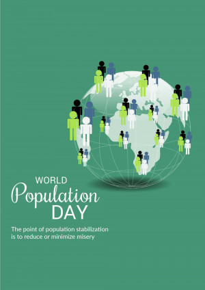Illustration depicting people around the globe for World Population Day