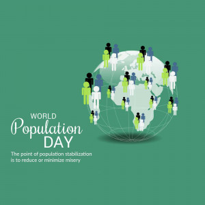 Illustration depicting people around the globe for World Population Day